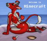 anthro beach breasts butt detailed_background female fungus hooves horn milk mushroom nude nude_beach outdoor_nudity outside sand seaside side_boob sky solo tail text water ldr microsoft minecraft mojang xbox_game_studios bovid bovine elemental_creature fungi_fauna mammal mooshroom digital_media_(artwork) english_text hi_res