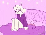 anthro bed biped bottomless clothed clothing eyebrows femboy frown fur furniture green_eyes looking_at_viewer male nipples on_bed open_mouth rodent_tail smile solo teeth tongue white_body white_fur whygena reggie_(whygena) mammal murid murine rat rodent 2d_animation 4:3 animated frame_by_frame