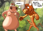 alakay_alex anthro balls breasts common_hippopotamus dialogue dreamworks duo english_text erection felid female foreskin fur genitals glans gloria_the_hippopotamus hippopotamid humanoid_genitalia humanoid_penis lion loose_pussy madagascar_(series) male male/female mammal nipples orange_penis pantherine penis pussy retracted_foreskin small_breasts text unknown_artist