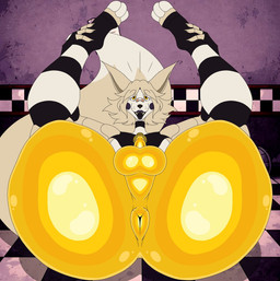 anthro anus balls big_butt black_makeup butt clothing femboy fur genitals humanoid_genitalia humanoid_penis latex latex_clothing latex_leggings latex_legwear leggings legwear looking_at_viewer machine makeup male penis puffy_anus small_penis smile solo stockings tail tan_body tan_fur tight_clothing yellow_eyes yellow_latex fallencito five_nights_at_freddy's scottgames fan_character lol_(fallencito) animatronic canid canine fox mammal robot hi_res
