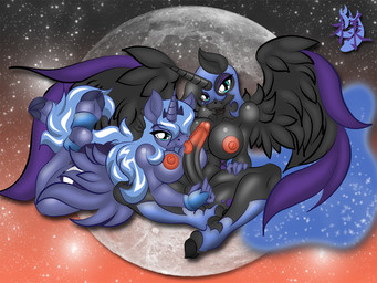 5_fingers anthro anthrofied armor big_breasts biped black_body blue_hair breasts clone cutie_mark duo erection feathered_wings feathers fellatio female fingers genitals gynomorph gynomorph/female hair headgear helmet hooves horn intersex intersex/female licking looking_at_viewer nipples oral penile penis penis_lick purple_body selfcest sex square_crossover tail tongue tongue_out wings klmsama friendship_is_magic hasbro my_little_pony mythology nightmare_moon_(mlp) princess_luna_(mlp) equid equine mammal mythological_creature mythological_equine winged_unicorn 2011 4:3 signature
