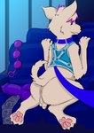 anal_ring anthro bus butt collar commercial_vehicle condom dildo harnest highlights_(coloring) leash looking_at_viewer male pawpads paws public_transportation sex_toy sexual_barrier_device solo vehicle mrripper338 canid canine canis domestic_dog mammal absurd_res hi_res