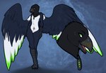 anthro beak beak_markings child_of_atom coa cock_and_ball_torture eunuch femboy genital_torture glowing male markings nude solo torakuta tritium avian bird corvid magpie_(corvid) oscine passerine