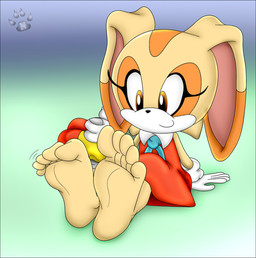 5_toes anthro barefoot curling_toes feet female foot_focus humanoid_feet plantigrade soles solo toes young young_anthro young_female pawneddyfurry sega sonic_the_hedgehog_(series) cream_the_rabbit lagomorph leporid mammal rabbit archived_source