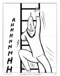 5_fingers anthro border bulging_eyes climbing_ladder clothing fingers forked_tongue hoodie ladder male screaming simple_background solo spots tail tongue topwear white_background white_clothing white_hoodie white_topwear sharkinthepark komo_(sharkinthepark) komodo_dragon lizard monitor_lizard reptile scalie 2025 absurd_res black_and_white comic hi_res monochrome