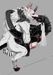 anthro arms_tied bodily_fluids bound claws cum cum_inflation cum_inside duo female french_kissing fur genital_fluids genitals inflation kissing latex long_tail male male/female mask penis tail tentacles tongue angla1sol hi_res sketch