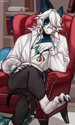 anthro biped bottomwear claws clothed clothed_anthro clothed_male clothing eyewear feet fingers front_view fully_clothed fully_clothed_anthro fully_clothed_male glasses hair inside looking_at_viewer male sitting solo tail toes topwear spuydjeks equid equine mammal 2026 3:5 absurd_res digital_drawing_(artwork) digital_media_(artwork) hi_res