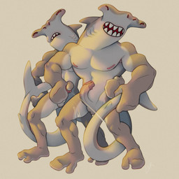 anthro athletic bodily_fluids cum cumshot curved_penis duo edging ejaculation erection genital_fluids genitals glans hand_on_penis handjob male male/male masturbation muscular muscular_male nipples pecs penile penis pink_glans pink_nipples red_eyes sex simple_background smile ravuer aquatic fish ground_shark hammerhead_shark shark 1:1 hi_res