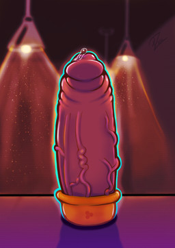 bodily_fluids dust genital_fluids genitals glory_hole light light_beam lights male outline penis precum solo vein veiny_penis zero_pictured parazyte666 absurd_res hi_res