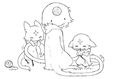 ambiguous_feral ambiguous_gender drinking eyeball eyes_closed feral forehead_gem gem group holding_eyeball neck_tuft solid_circle_eyes tail trio tuft young young_ambiguous young_feral jejejunum fraid jejunum_(jejejunum) martlet_(jejejunum) risoria_(jejejunum) fraid_(species) nethermare spirit black_and_white monochrome daughter_(lore) mother_(lore) mother_and_child_(lore) mother_and_daughter_(lore) mother_and_son_(lore) parent_(lore) parent_and_child_(lore) parent_and_daughter_(lore) parent_and_son_(lore) son_(lore)
