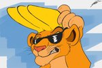 blonde_hair eyewear feral fur hair humor male solo sunglasses young young_feral soulgryph cartoon_network disney johnny_bravo_(series) the_lion_king johnny_bravo simba_(the_lion_king) felid lion mammal pantherine 3:2 digital_media_(artwork) hi_res