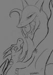 ambiguous_gender bodily_fluids drooling duo feral imminent_vore mind_control open_mouth saliva tongue hexadec mythology nintendo pokemon dracony_(draconythefurry) dragon generation_5_pokemon mythological_creature mythological_scalie pokemon_(species) scalie serperior digital_media_(artwork) monochrome sketch