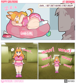 >_< ball big_breasts blonde_hair blue_eyes blush bone bottomwear breasts clothing duo eyelashes eyes_closed faceless_character faceless_human faceless_male female hair huge_breasts male midriff miniskirt pink_bottomwear pink_clothing pink_skirt skirt sleeping sound_effects standing tennis_ball text thick_thighs vowelless vowelless_sound_effect zzz onigiri_punch the_backrooms animal_humanoid canid canid_humanoid canine canine_humanoid dog_humanoid human humanoid mammal mammal_humanoid absurd_res comic english_text hi_res