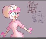 ambiguous_feral ambiguous_gender anthro areola biped chapter_two_creations claws female female_anthro feral group hair nipples pink_body pink_claws pink_hair round_ears solo angeldarien home_grown_dogs lupisvulpes cover_(lupisvulpes) alien bovid caprine hybrid mammal sheep unfinished