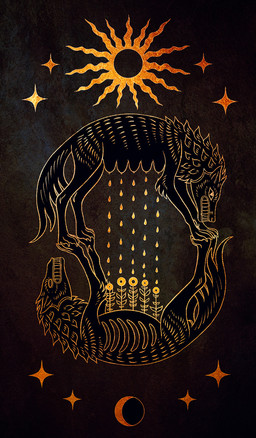 balls bodily_fluids breasts claws death duo female feral flower fur genitals lactating male milk moon multi_breast nipples paws plant rib_cage simple_background star sun teats teeth maquenda canid canine canis mammal wolf 2020 digital_media_(artwork) hi_res