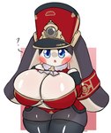 anthro big_breasts blue_eyes blush bra breasts clothing female hat headgear headwear huge_breasts legwear multicolored_body open_mouth panties question_mark solo thick_thighs thigh_highs two_tone_body underwear wide_hips woebeeme honkai:_star_rail mihoyo pom-pom_(honkai:_star_rail) lagomorph leporid mammal rabbit absurd_res hi_res