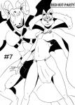 anthro big_bulge bottomwear bulge clothing comic demon domestic_cat felid feline felis femboy harness hi_res jockstrap loincloth magic_user male mammal monochrome muscular reagan700 underwear