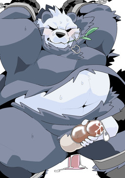 anal anal_penetration anthro balls belly black_body black_fur blush bodily_fluids bound chain chained condom cuff_(restraint) cum duo erection filled_condom fur genital_fluids genitals handjob humanoid_genitalia humanoid_hands humanoid_penis iron_cuffs kemono male metal_cuffs navel overweight overweight_male penetration penile penis restraints sex sex_toy sexual_barrier_device solo_focus sweat wearing_condom white_body white_fur sigenoya takotyutyu nintendo pokemon generation_6_pokemon mammal pangoro pokemon_(species) 2020 hi_res