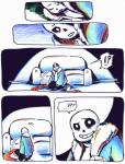 aftertale animated_skeleton bone clothed clothing comic dialogue loverofpiggies male not_furry sans_(undertale) scarf shocked skeleton solo surprise teeth text undead undertale undertale_(series)