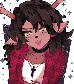 anthro antlers brown_body brown_fur brown_hair choker clothed clothed_anthro clothed_female clothing cross cross_necklace ear_piercing ear_ring fan_designs female flannel_shirt freckled_face freckles fully_clothed fully_clothed_anthro fully_clothed_female fur hair horn jewelry looking_at_viewer necklace piercing red_clothing red_shirt red_topwear ring_piercing shirt solo tongue tongue_out tongue_piercing topwear yellow_eyes pixelhorn deltarune undertale_(series) dess_holiday deer mammal new_world_deer reindeer absurd_res bust_portrait hi_res portrait