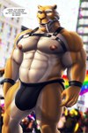 abs anthro bear_pride_colors blue_sky_studios bulge clothing countershading diego_(ice_age) dream_and_nightmare english_text extinct felid flag fur harness hi_res ice_age_(series) jockstrap kink_pride_colors lgbt_pride lgbt_pride_month male mammal muscular muscular_anthro muscular_male nipples pecs prehistoric_species pride_color_flag pride_colors pup_pride_colors rainbow_pride_colors saber-toothed_tiger six-stripe_rainbow_pride_colors solo subculture_pride_colors super_gay text transgender_pride_colors underwear zipper_underwear