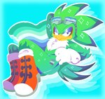 anthro beak boots bulge clothing eyewear feathers footwear goggles green_body green_feathers lgbt_pride lidded_eyes male pride_colors shoes solo thong underwear vincian_pride_colors salamikii sega sonic_riders sonic_the_hedgehog_(series) jet_the_hawk accipitrid accipitriform avian bird absurd_res hi_res