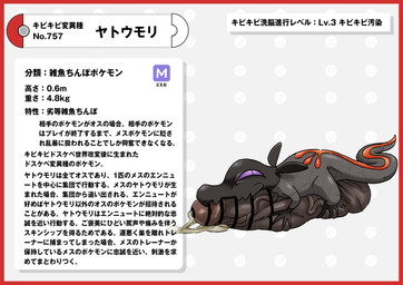 balls black_balls black_body black_penis black_scales bodily_fluids border censor_bar cracked_skin cum genital_fluids genitals looking_at_viewer penis pokedex pokedex_entry pokedex_number purple_eyes red_border scales simple_background small_but_hung text vein veiny_penis white_background nikunigushii nintendo pokemon generation_7_pokemon pokemon_(species) salandit absurd_res censored hi_res japanese_text translation_request