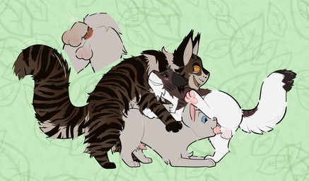 all_fours anal anal_penetration animal_genitalia animal_penis balls blue_sclera blush brown_body close-up countershading cutaway dipstick_tail doggystyle feathered_ears feline_genitalia feline_penis fellatio feral feral_on_feral feral_penetrated feral_penetrating feral_penetrating_feral from_behind_position genitals grey_body group group_sex irrumatio looking_at_genitalia looking_at_penis looking_back male male/male markings narrowed_eyes open_mouth oral pattern_background pawpads penetration penile penile_penetration penile_spines penis penis_in_ass penis_in_mouth pink_inner_ear pink_pawpads raised_leg sex simple_background spitroast striped_body stripes tail tail_aside tail_markings threesome trio whiskers white_body white_countershading yellow_sclera catboyjail domestic_cat felid feline felis lynx mammal tabby_cat hi_res