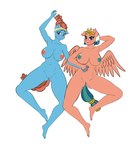 anthro big_breasts blue_body blue_fur blush breasts clothing duo feet female female/female fur genitals hand_behind_head hand_holding headgear headwear inviting nipples nude nude_anthro nude_female purple_eyes pussy spread_legs spreading tan_body tan_fur teal_eyes wings pia-sama friendship_is_magic hasbro my_little_pony mythology meadowbrook_(mlp) somnambula_(mlp) equid equine horse mammal mythological_creature mythological_equine pegasus pony digital_drawing_(artwork) digital_media_(artwork) hi_res