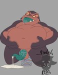 4_eyes anthro balls belly big_belly bodily_fluids cum drooling erection genital_fluids genitals male multi_eye navel overweight overweight_male penis saliva solo tongue tongue_out 1025butch disney lilo_and_stitch jumba_jookiba alien kweltikwan absurd_res hi_res