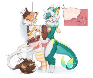 ahegao anal anal_penetration animal_genitalia anthro balls blush bodily_fluids cum cum_inflation cum_inside cum_while_penetrated duo genital_fluids genitals inflation looking_pleasured male male/male male_penetrated male_penetrating penetration x-ray_view appledogg aquatic calico_cat domestic_cat felid feline felis fish mammal 6:5