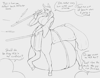 belly big_belly breasts female group overweight speech_bubble text trio verdazin european_mythology greek_mythology mythology centaur equid equid_taur humanoid_taur mammal mammal_taur taur 2025 absurd_res english_text hi_res monochrome