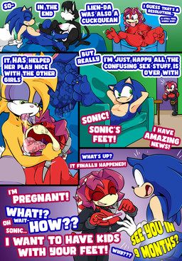 anthro blue_body bodily_fluids digit_ring feet female jewelry male male/female open_mouth red_body ring saliva text toe_ring toes tongue tinydevilhorns archie_comics sega sonic_the_hedgehog_(archie) sonic_the_hedgehog_(comics) sonic_the_hedgehog_(series) lien-da sonic_the_hedgehog echidna eulipotyphlan hedgehog mammal monotreme absurd_res english_text hi_res
