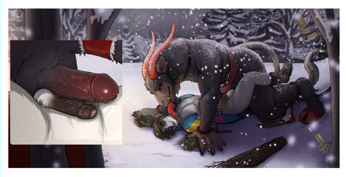 anthro balls bodily_fluids bottomless bottomless_anthro bottomless_male chain_necklace clothed clothing cloven_hooves cutaway dripping duo foreskin frottage genital_fluids genitals holidays hooves horn humanoid_genitalia humanoid_penis jewelry licking licking_another licking_partner lying male male/male male_anthro mostly_nude mostly_nude_anthro mostly_nude_male muscular muscular_anthro muscular_male necklace on_back open_mouth outside penile penis penises_touching pinned pinned_to_ground precum precum_drip sex size_difference snow snowing tail teeth tongue homogenousrule christmas jule_(thetamule) krampus bovid caprine caprine_demon demon goat_demon herpestid hybrid mammal meerkat mustelid musteline stoat true_musteline weasel 2025 hi_res