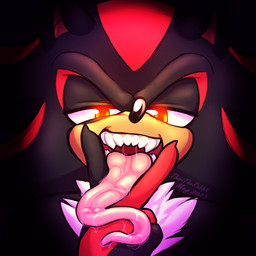 anthro bedroom_eyes black_body bodily_fluids cunnilingus_gesture fluffy fluffy_chest gesture glowing glowing_eyes long_tongue male narrowed_eyes red_body red_eyes saliva saliva_on_tongue seductive sharp_teeth solo suggestive suggestive_gesture teeth tongue thiritherabbit sega sonic_the_hedgehog_(series) shadow_the_hedgehog eulipotyphlan hedgehog mammal 1:1 2023 absurd_res digital_drawing_(artwork) digital_media_(artwork) hi_res