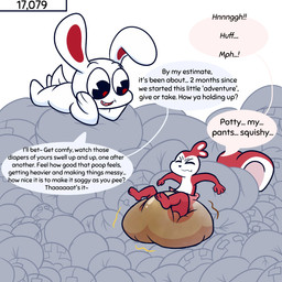 anthro balled_up_diaper clothed clothing dialogue diaper diaper_only duo feces fur male mental_regression pooping simple_background soiled_diaper soiling soiling_diaper speech_bubble tail text topless unclean_diaper used_diaper using_diaper wearing_diaper vladigaunt chikn_nuggit hawt_saus_(chikn_nuggit) iscream_(chikn_nuggit) lagomorph leporid mammal rabbit rodent sciurid tree_squirrel 1:1 comic digital_media_(artwork) english_text hi_res nonbinary_(lore)