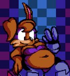 anthro belly_slap brown_body brown_fur checkered checkered_background cybernetics female fur long_ears machine overweight overweight_anthro overweight_female pattern_background pink_inner_ear simple_background slap slapping_self solo speedsmygame1 archie_comics sega sonic_the_hedgehog_(archie) sonic_the_hedgehog_(comics) sonic_the_hedgehog_(series) bunnie_rabbot cyborg lagomorph leporid mammal rabbit animated digital_media_(artwork) pixel_(artwork) pixel_animation short_playtime