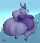 anthro belly big_belly big_breasts big_butt breasts butt female flying huge_butt huge_thighs obese outside overweight solo thick_thighs crescent-blue-zero disney the_wuzzles hoppopotamus common_hippopotamus hippopotamid lagomorph leporid mammal rabbit absurd_res hi_res