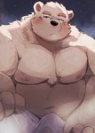 anthro blush bulge eyewear glasses kemono male moobs musclegut muscular night nipples overweight overweight_male solo star towel metaporin lifewonders tokyo_afterschool_summoners leib_(tas) bear mammal polar_bear ursine 2025 absurd_res hi_res