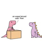 ambiguous_gender biped box container dialogue duo feral humor interview job_interview necktie pink_body purple_body simple_background text white_background work_interview dinoman_j dinosaur prehistoric_species reptile scalie theropod tyrannosaurid tyrannosauroid tyrannosaurus tyrannosaurus_rex 1:1 2020 comic english_text