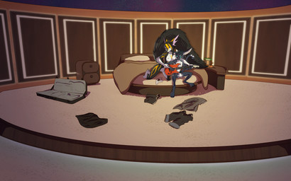 anthro balls bed bedroom breast_squish breasts clothing detailed_background discarded_clothing dresser duo electric_guitar female fluffy fluffy_tail flustered fur fur_markings furniture furniture_lamp genitals glowing glowing_eyes glowing_markings guitar guitar_case inside male male/female markings musical_instrument nipples nude penis plucked_string_instrument squish string_instrument tail tattorack deep_space mythology tili zachary_miles canid canine dragon fennec_fox flayfillae flurg fox furred_dragon furred_scalie mammal mythological_creature mythological_scalie nakiri_(species) scalie true_fox 16:10 absurd_res hi_res widescreen