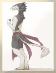 ambiguous_gender clothed clothing looking_at_viewer simple_background solo tail topless white_background leonelatwerk vilous kinjagh_(character) sergal 2019 absurd_res digital_media_(artwork) hi_res