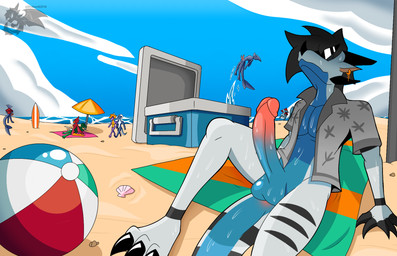 anthro ball balls beach beach_ball blue_body bottomless bottomless_male boxer_briefs breasts clothed clothing cloud day ear_piercing ear_ring erection eyewear female genitals group horn humanoid_genitalia humanoid_penis inflatable male male/female markings multi_genitalia multi_penis npc nude nude_beach on_bottom on_top open_clothing open_shirt open_topwear outside penis piercing public public_nudity public_sex reverse_cowgirl_position ring_piercing sex shell shirt sky solo spots spotted_body sunglasses tail topwear underwear vulva white_body phunter15 mythology phunter avian bird dragon fish marine mythological_creature mythological_scalie reptile scalie shark hi_res