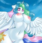 absurd_res anthro anthrofied areola big_areola big_breasts big_nipples breasts equid equine female friendship_is_magic genitals hasbro hi_res horn mammal my_little_pony mythological_creature mythological_equine mythology nipples nude princess_celestia_(mlp) pussy solo winged_unicorn wings yutakira92