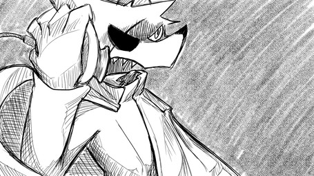 anthro cape clothing eye_patch eyewear intercom male military_uniform serious_face sharp_teeth solo teeth uniform dragonweirdo kimera_(dragonweirdo) canid canine canis mammal wolf 16:9 hi_res monochrome widescreen