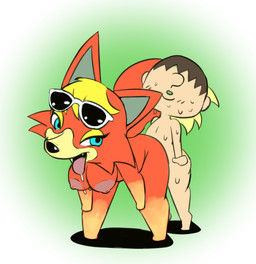 ?_face anthro areola arms_by_side bent_over bent_over_with_legs_held_straight big_areola blonde_hair blue_eyes bodily_fluids breasts brown_hair butt drooling duo extended_arms eyelashes eyewear eyewear_on_head eyewear_only female from_behind_position fur hair hands_on_knees hands_on_legs hands_on_own_knees hands_on_own_legs holding_both_knees holding_both_legs human_on_anthro interspecies leaning_on_self male male/female nipples nude open_mouth orange_body orange_fur presenting presenting_hindquarters saliva sex simple_background smile standing straight_arms straight_legs sunglasses sunglasses_on_head sunglasses_only tongue tongue_out wide_stance vono animal_crossing nintendo anon audie_(animal_crossing) canid canine canis human mammal red_wolf wolf alternate_version_at_source