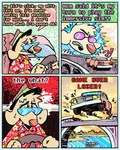 4_panel_comic aloha_shirt anthro car cigarette cigarette_in_mouth clothing dialogue disembodied_head driving eyewear frown fur hat headgear headwear humor inside_car inside_vehicle male nervous object_in_mouth open_frown open_mouth outside pattern_clothing pattern_shirt pattern_topwear seat shirt solo sunglasses text topwear vehicle yellow_body yellow_fur rawdawgcomics rawdawgcomics_(series) stahli_(rawdawgcomics) canid canine canis domestic_dog mammal 4:5 artist_name comic digital_media_(artwork) english_text hi_res