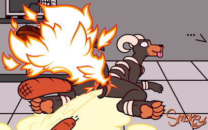 2_horns accident anal_launching animal_genitalia animal_vulva anus appliance black_body black_eyebrows black_fur black_nose black_toe_claws bodily_fluids canine_genitalia canine_vulva claws constricted_pupils dialogue ellipsis excessive_urine eyebrows fart female feral fire fire_fart food food_fetish food_play fur genital_fluids genitals horn kitchen_appliance lying meat microwave_oven multicolored_body multicolored_fur offscreen_character oh_shit on_front orange_body orange_fur orange_pawpads pawpads peeing peeing_on_ground pointed_tail pupils sausage small_pupils solo speech_bubble toe_claws tongue tongue_out two_tone_body two_tone_fur urine urine_on_ground urine_pool urine_stream vulva white_horn wide_eyed smokey_the_menish nintendo pokemon generation_2_pokemon houndoom pokemon_(species) 16:10 2025 absurd_res hi_res signature widescreen