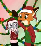 2d_animation 3rd_party_watermark animated anthro candy canid canine christmas clothed clothing dessert digital_media_(artwork) disney duo female food fox holidays judy_hopps kissing_bough lagomorph leporid lingonberry lucky13spirits male mammal nick_wilde picsart_(artwork) picsart_(copyright) plant rabbit red_fox short_playtime sweater topwear true_fox watermark zootopia