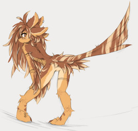 anthro anti-eyebrow_piercing biped butt claws ear_piercing ear_ring feet female fingers fur hair looking_back nude nude_anthro nude_female piercing rear_view ring_piercing simple_background solo standing tail tattoo toes tinygaypirate apogee_(tinygaypirate) avali 2026 absurd_res digital_drawing_(artwork) digital_media_(artwork) hi_res